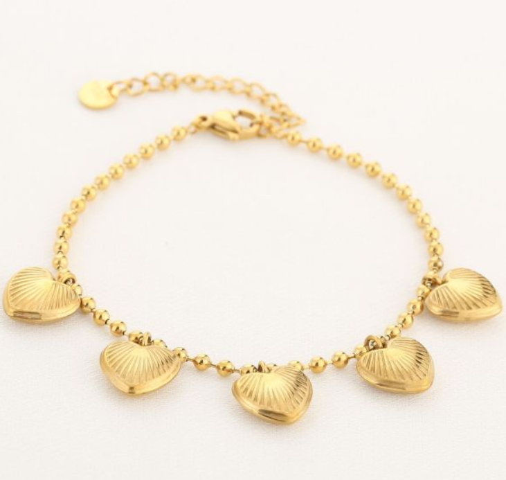 Harten armband - goud