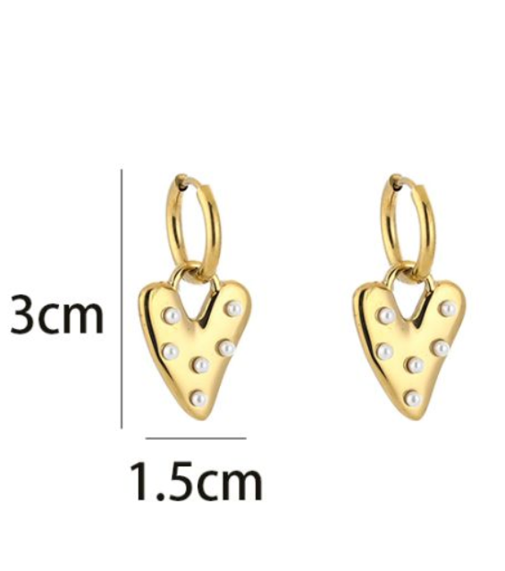 Hartjes oorbellen studs - goud