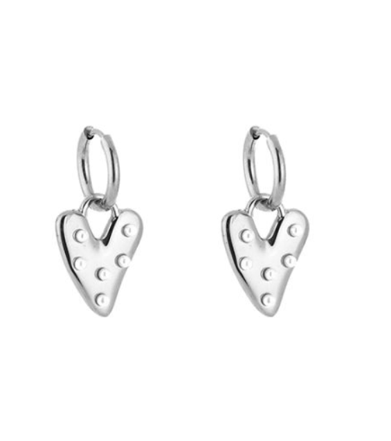 Hartjes oorbellen studs - zilver